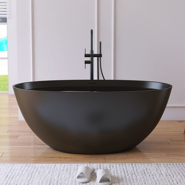 Alvana 55'' x 29.5'' Freestanding Soaking Solid Surface Bathtub
