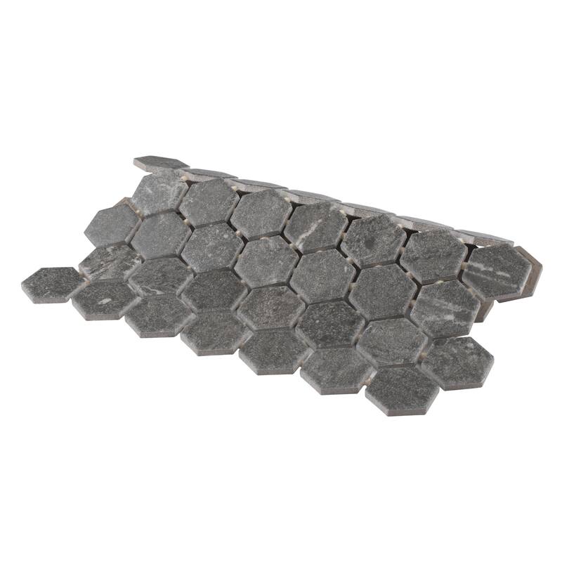 Merola Tile Liverpool Hex Dark Grey 10" x 11-3/8" Ceramic Floor and Wall Tile