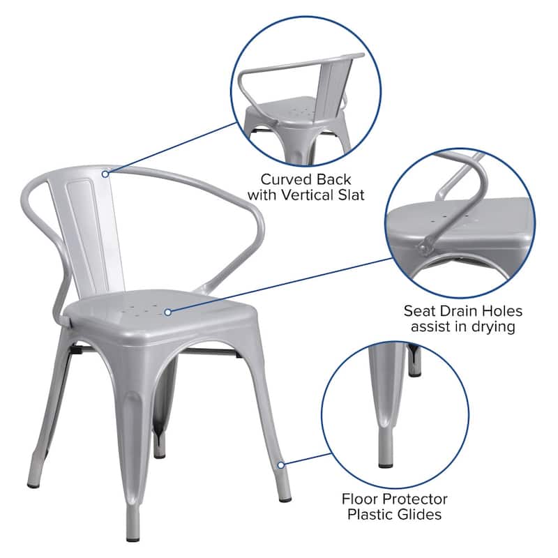 4 Pack Metal Indoor-Outdoor Chair with Arms