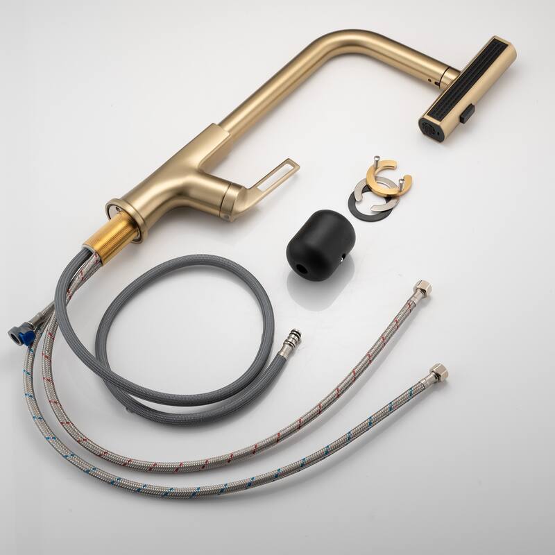 360° Rotating Single Handle Kitchen Sink Waterfall Faucet with Pull Down Sprayer (Only 1 Faucet)