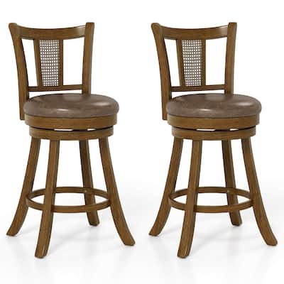 Costway Set of 2/4 Bar Stools 25"/30" Swivel Bar Chairs with PE Rattan - See Details