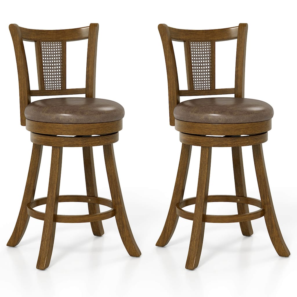 Costway Set of 2/4 Bar Stools 25"/30" Swivel Bar Chairs with PE Rattan - See Details