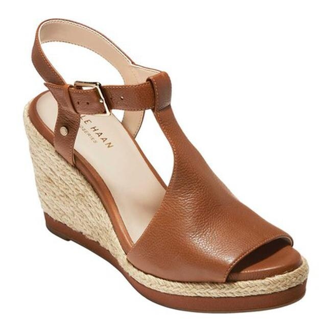 tan leather espadrille wedges