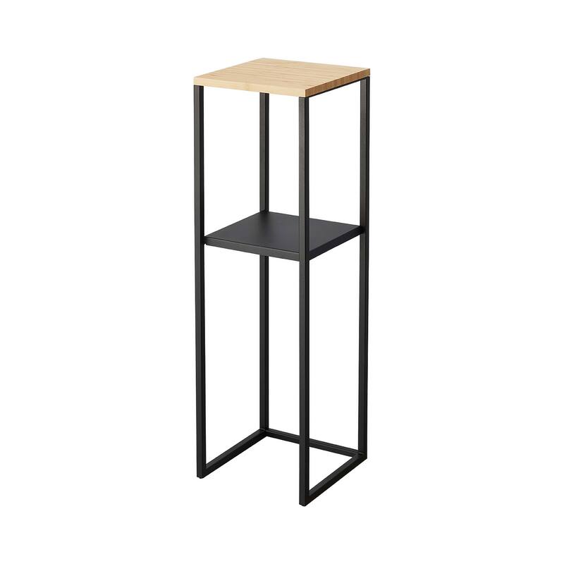 Yamazaki Home Two-Tier Display and Storage Shelf, Steel and Wood - L 9.84 x W 9.84 x H 31.5 inches