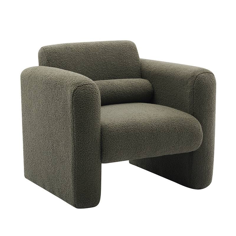 Modern Accent Chair Lambskin Sherpa Fabric