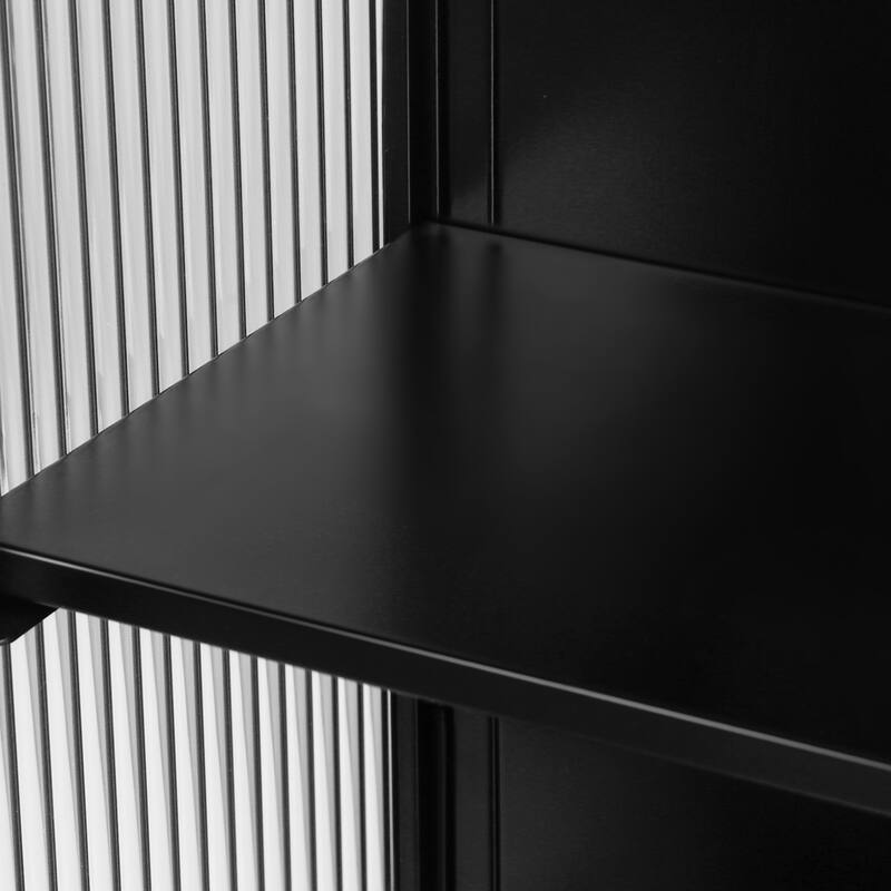 Modern Two-door Glass Wall Cabinet with Three-tier Storage for Various Spaces