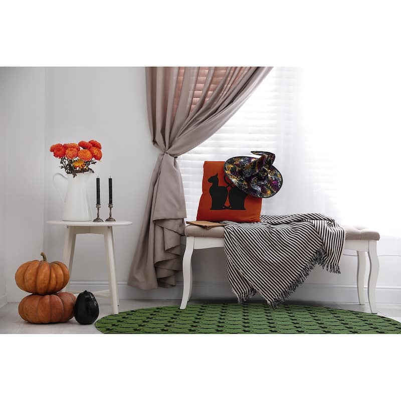 Cats and Bats Halloween Chenille Rug, 18" x 30"