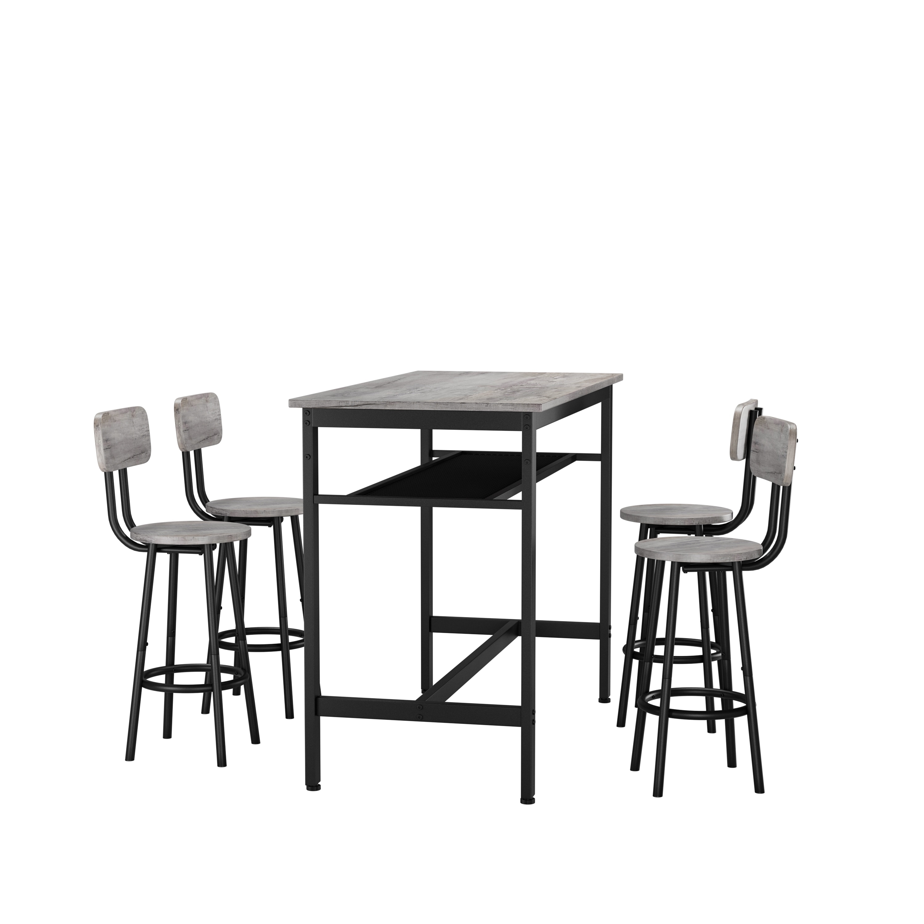 Bar Table And Chairs Set For 4, 5 Piece Counter Height High Breakfast Table Chairs Set Of 4 For Dining Room, Kitchen