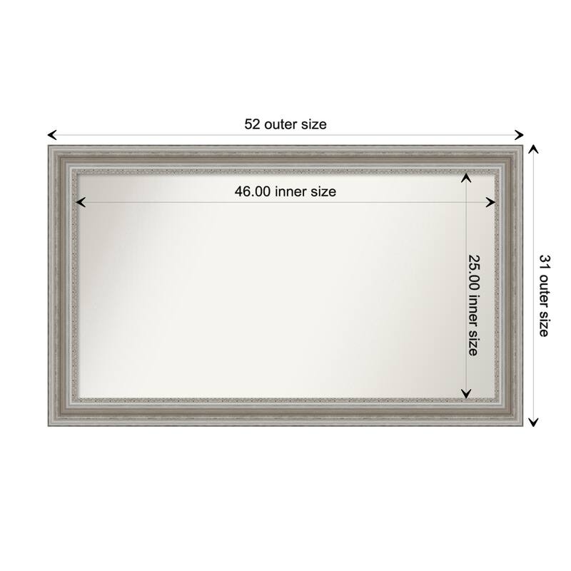 Parlor Silver Framed Non-Beveled Custom Wall Mirror, Bathroom Vanity Mirror - Outer Size: 51.5 x 30.5