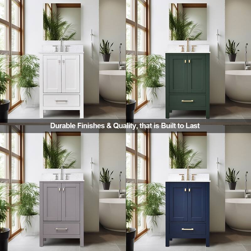 Prismora 24 in. Juniper Green Vanity with Countertop & Splash, Single Sink