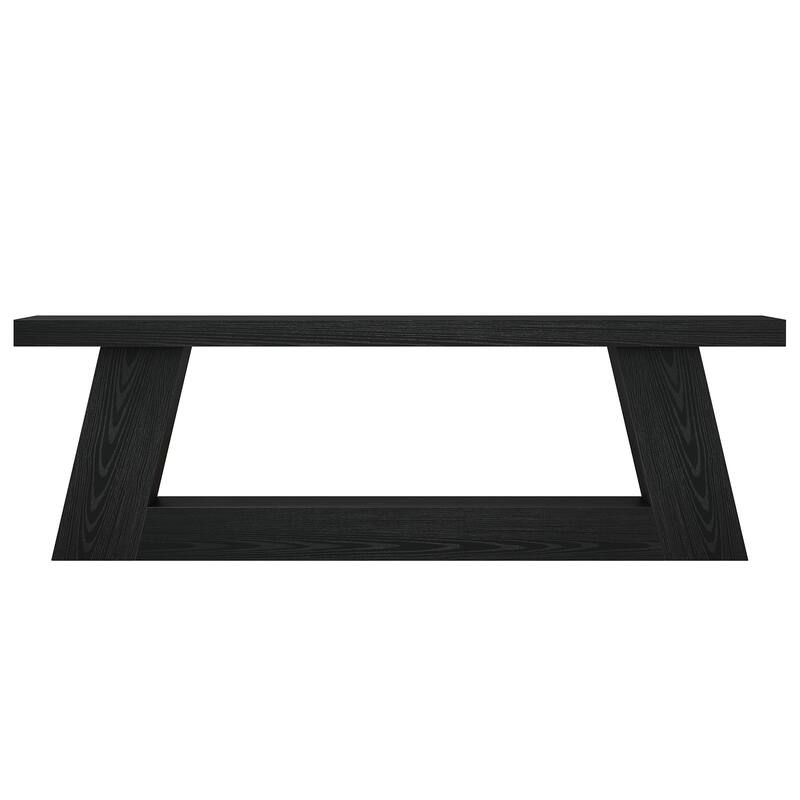 63" Extra Long Wooden Entryway Bench, 2-Tier Storage Shelf Hallway Seating Bench for Living Room, Bedroom, Kitchen