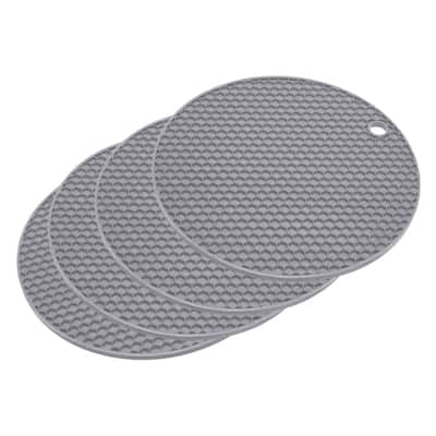 4pcs Silicone Trivet Mat Heat Resistant Pot Holders Hot Pads - Light Grey