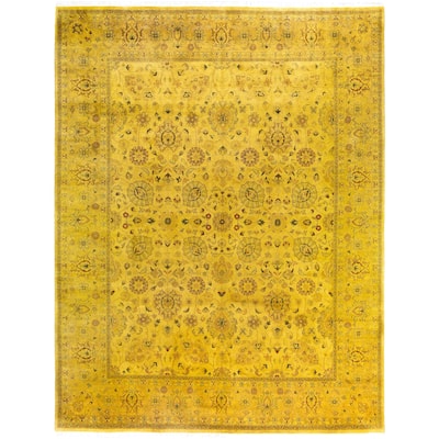 Overdyed One-of-a-Kind Hand-Knotted Area Rug - Yellow - 8' 0" x 10' 3"