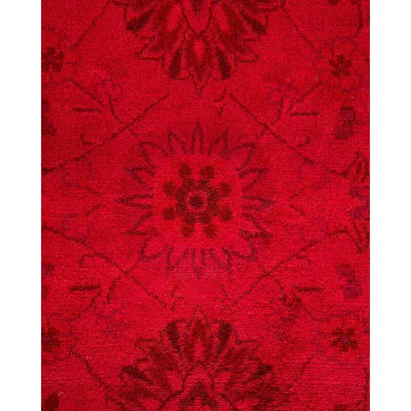Overton Hand Knotted Wool Vintage Inspired Modern Contemporary Overdyed Pink Area Rug - 6' 1" x 8' 10"