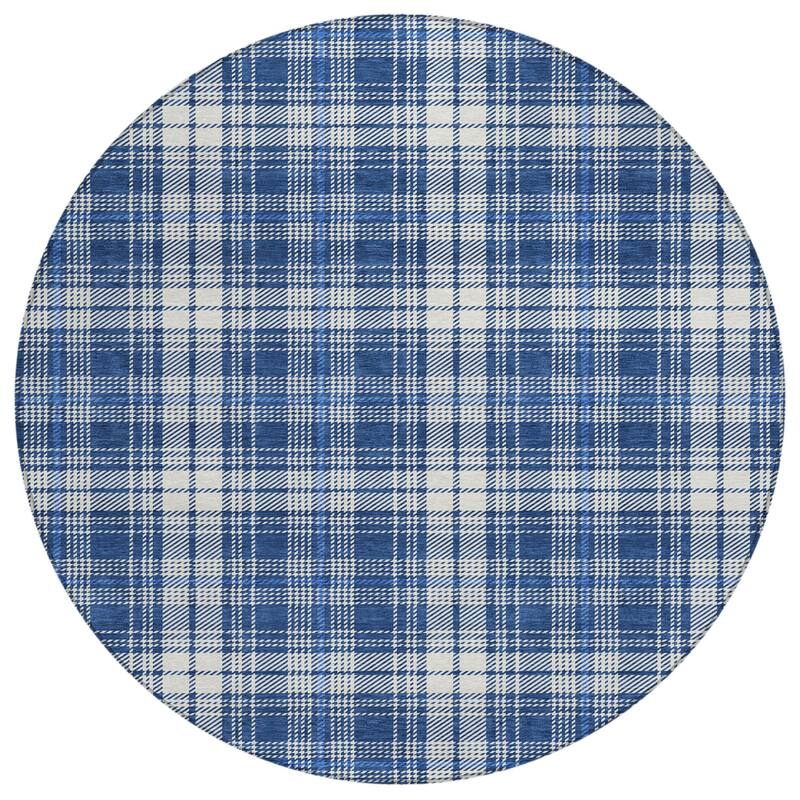 HomeRoots Plaid Transitional Rectangle Outdoor Rug
