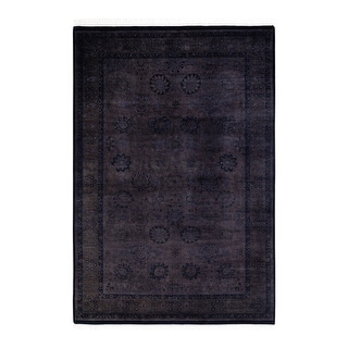 Hand Knotted Contemporary Overdyed Wool Black Area Rug - 4' 4" x 6' 3"