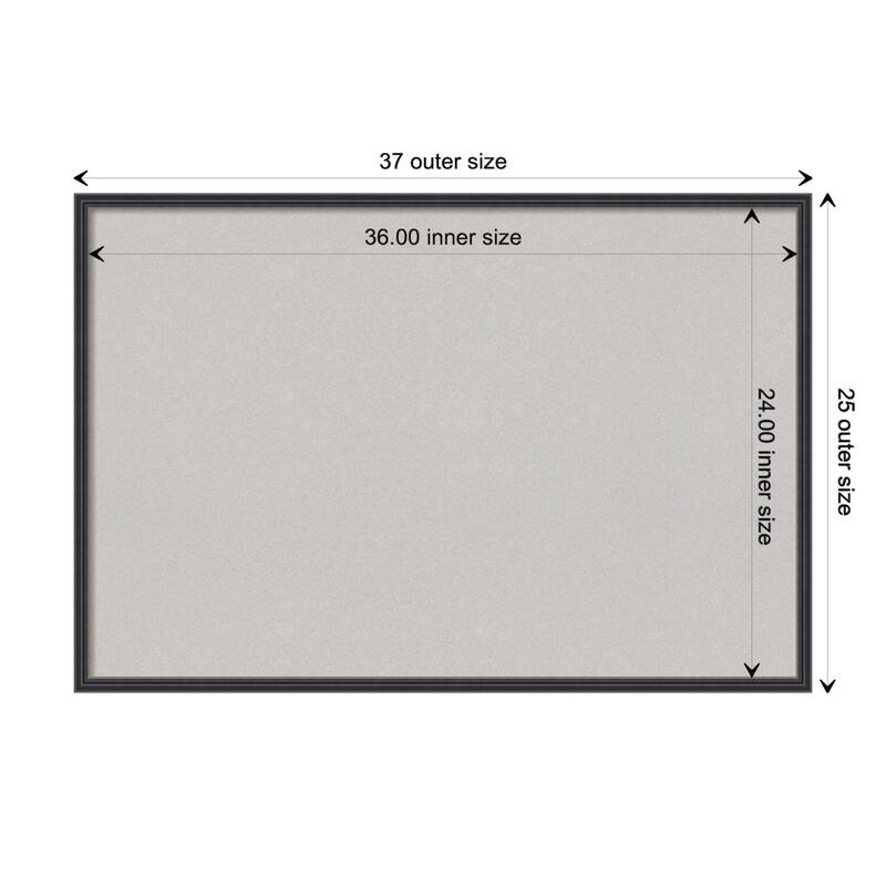 Stylish Black Narrow Wood Framed Grey Corkboard Bulletin Board - Board Size 36x24