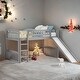 preview thumbnail 11 of 18, Twin size Loft Bed with Slide and Ladder, Maximized Space, White Grey