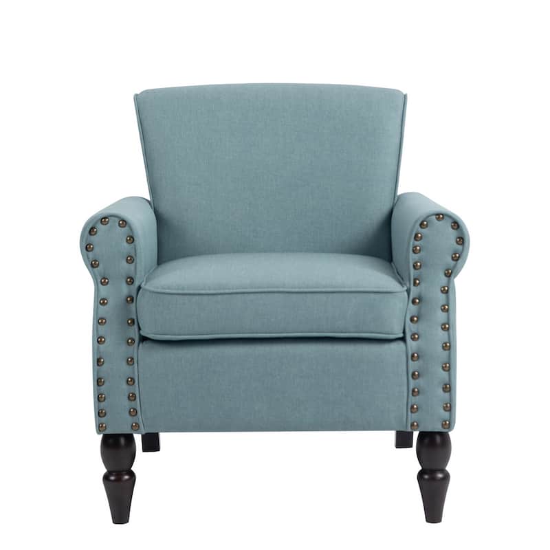 Mid-Century Modern Accent Chairs with Nailhead Trim