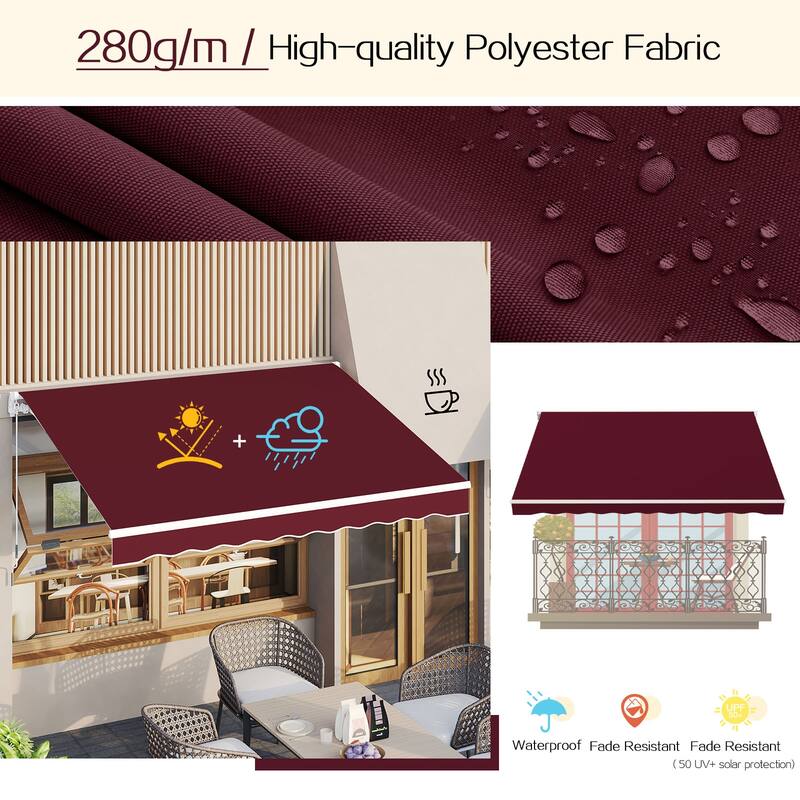 AECOJOY Manual Retractable Patio Awning Outdoor Sunshade Shelter (Cover Only)