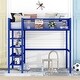 preview thumbnail 31 of 52, Metal Loft Bed with 4-Tier Shelves and Storage Blue - Twin