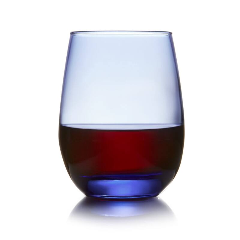 Libbey Classic Blue All-Purpose Stemless Wine Glasses, 15.25-ounce, Set of 6 - Set of 6