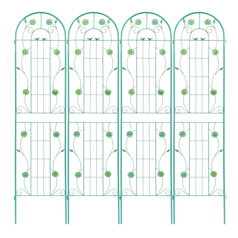 4 Pack Metal Garden Trellis Rustproof Trellis for Climbing Plants Outdoor Flower Support Green