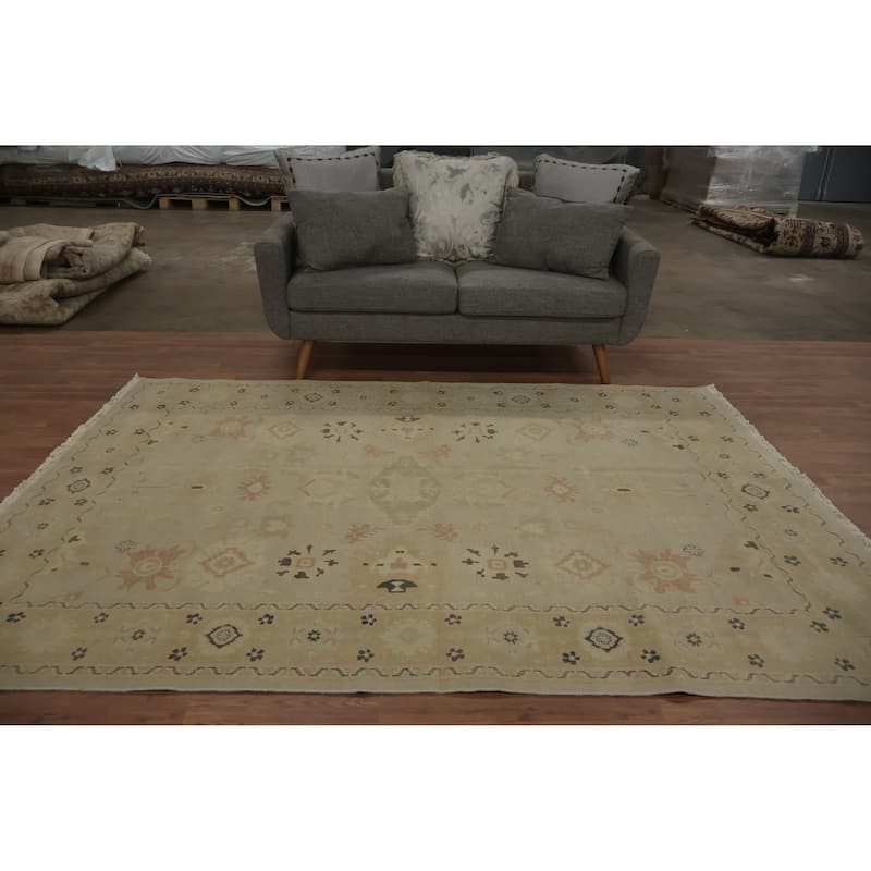 Hand Knotted Oriental 100% Wool Carpet Traditional Floral Beige & Ivories Ziegler Area Rug - 8' 4'' X 5' 11''