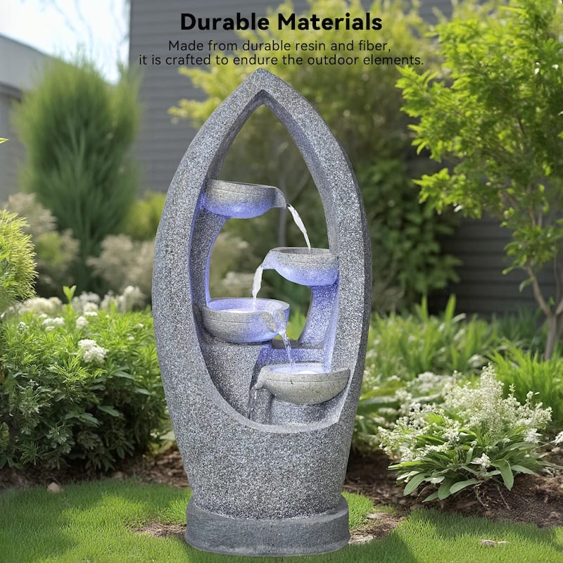 Outdoor Fountain 5-Tier Weather Resistant Outdoor Floor Waterfall Fountain