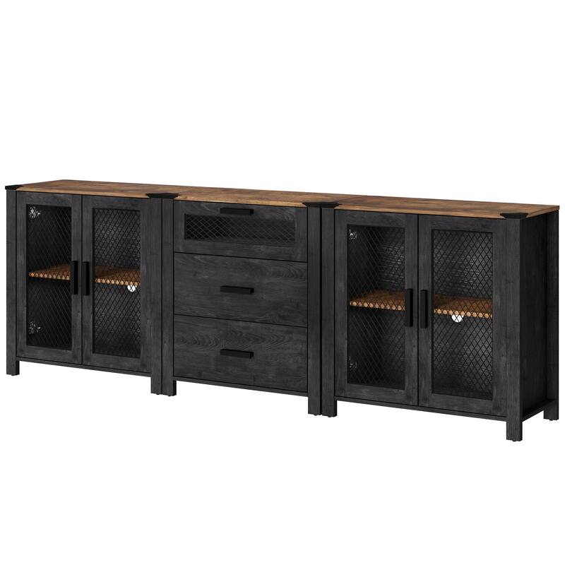 WAMPAT TV Stand set with Drawers for ups to 85 inch TV,Storage Cabinets with Adjustable Shelf - 1 Pack