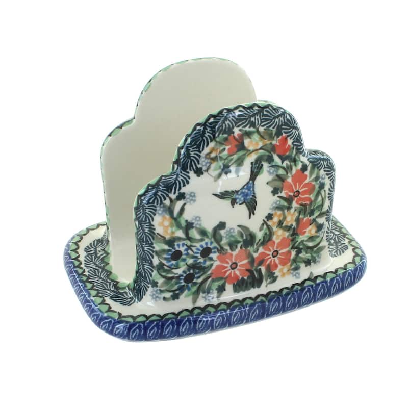 Blue Rose Polish Pottery 487 Ceramika Artystyczna Napkin Holder - Maria