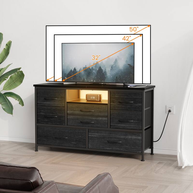 8 Drawers TV Stand with Power Outlet