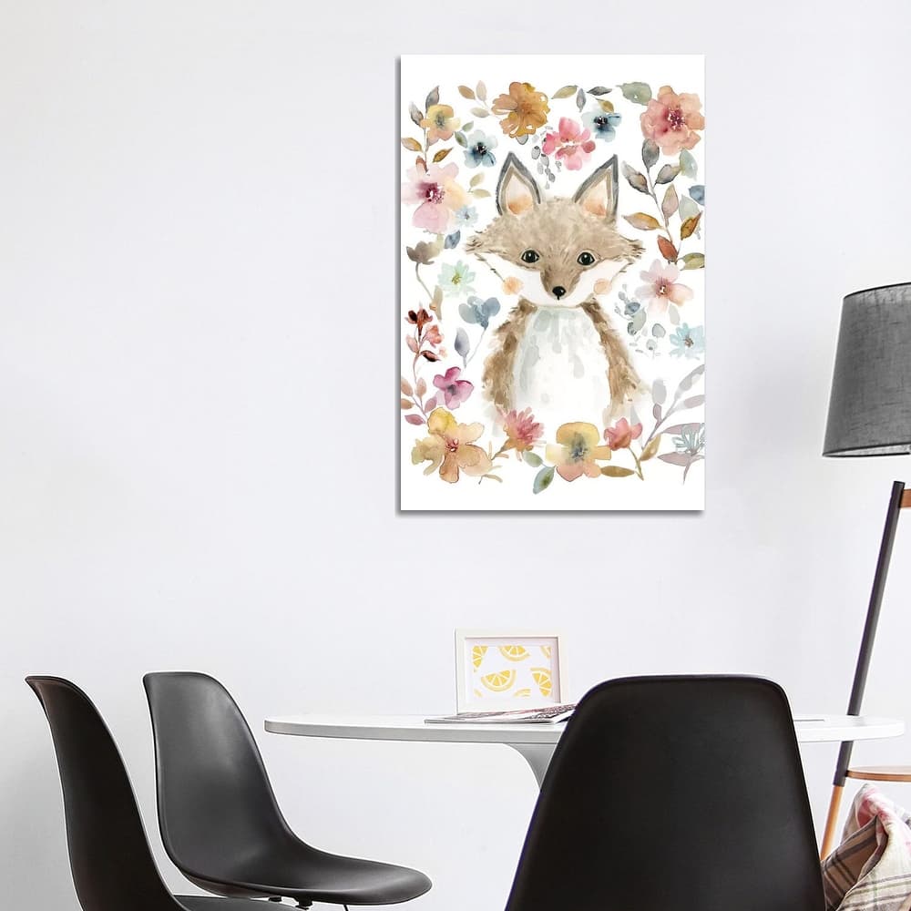 iCanvas "Flowers & Friends Fox" by Carol Robinson Canvas Print