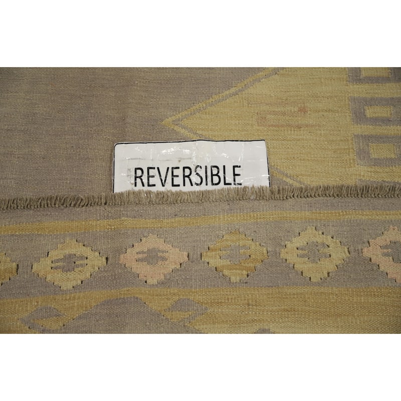 Hand Woven Oriental 100% Wool Carpet Southwestern Tribal Purples Kilim Area Rug - 9' 11'' X 6' 9''