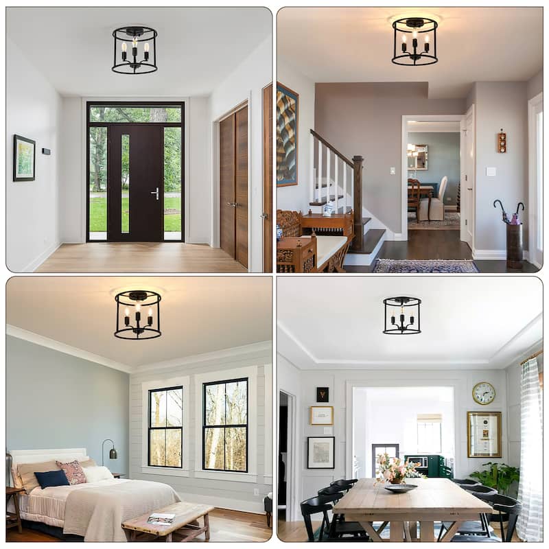 4 - Light Drum Semi Flush Mount - Chrome - N/A