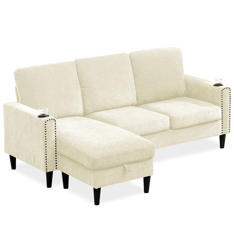 79.13" Chenille L-Shaped Sectional Sofa with Storage Chaise