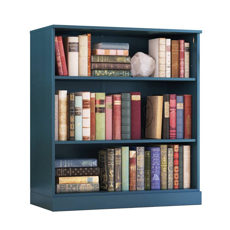 Palace Imports 100% Solid Wood 3-Shelf Bookcase, Adjustable Shelves, 32" Wide, 35.75" Tall