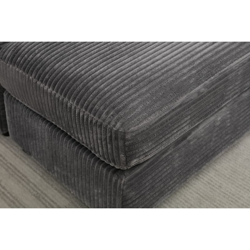 GDFStudio - Seraphina Modular Corduroy Convertible Sectional Sofa Bed with USB and Stainless Steel Cup Holders