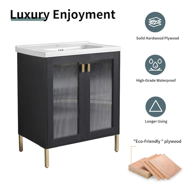 28" Freestanding Bathroom Vanity With Ceramic Sink