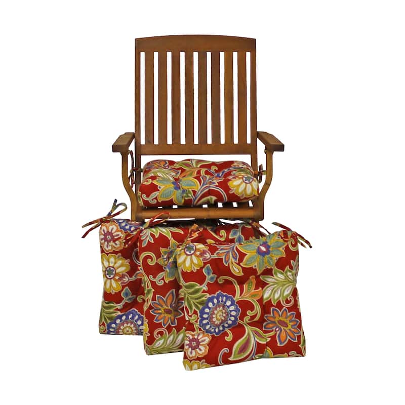 Blazing Needles 16-inch Square Indoor/Outdoor Chair Cushions (Set of 4) - 16" x 16" - Alenia Pompeii