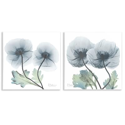 Stupell Luminous Sapphire Florals Wall Plaque Art Design By Albert Koetsier (Set of 2)