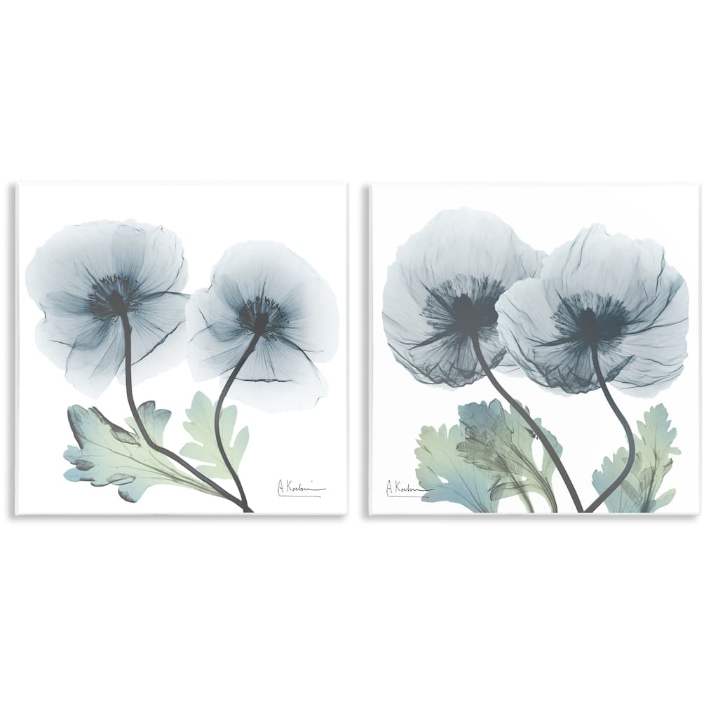 Stupell Luminous Sapphire Florals Wall Plaque Art Design By Albert Koetsier (Set of 2)
