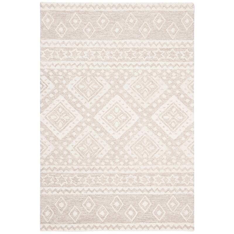 SAFAVIEH Handmade Micro-Loop Kobie Wool Rug - 3' x 5' - Beige/Ivory