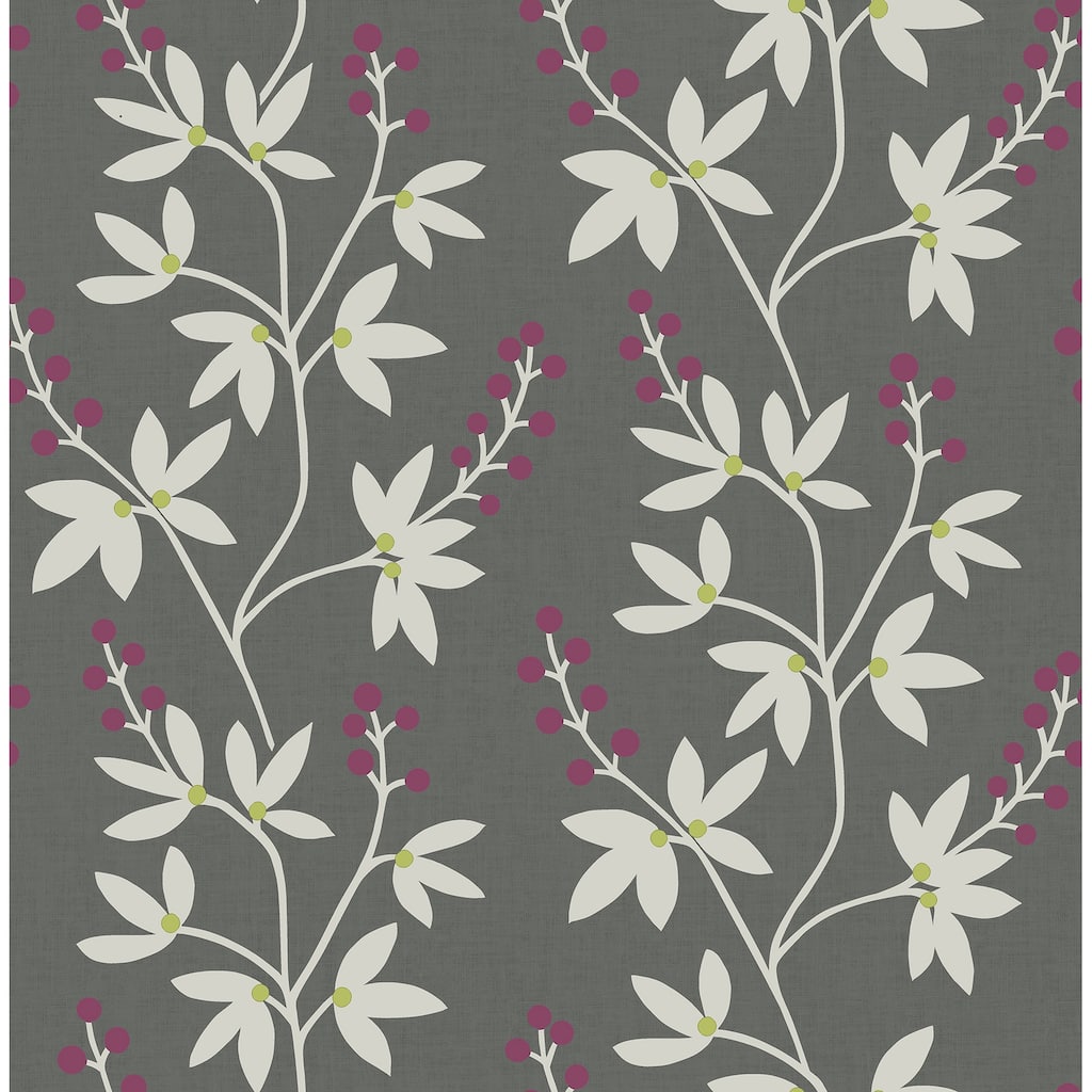 A-Street Prints Linnea Elsa Charcoal Botanical Trail Wallpaper