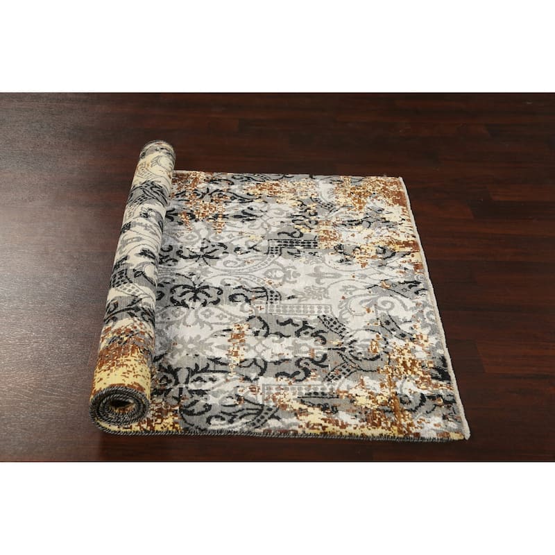 Modern Wool/ Silk Vegetable Dye Abstract Oriental Area Rug Handmade - 4'1" x 6'0"