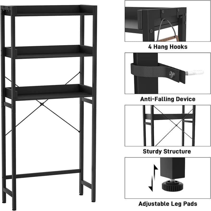 Over The Toilet Storage - 9.4"D x 24.8"W x 63.7"H