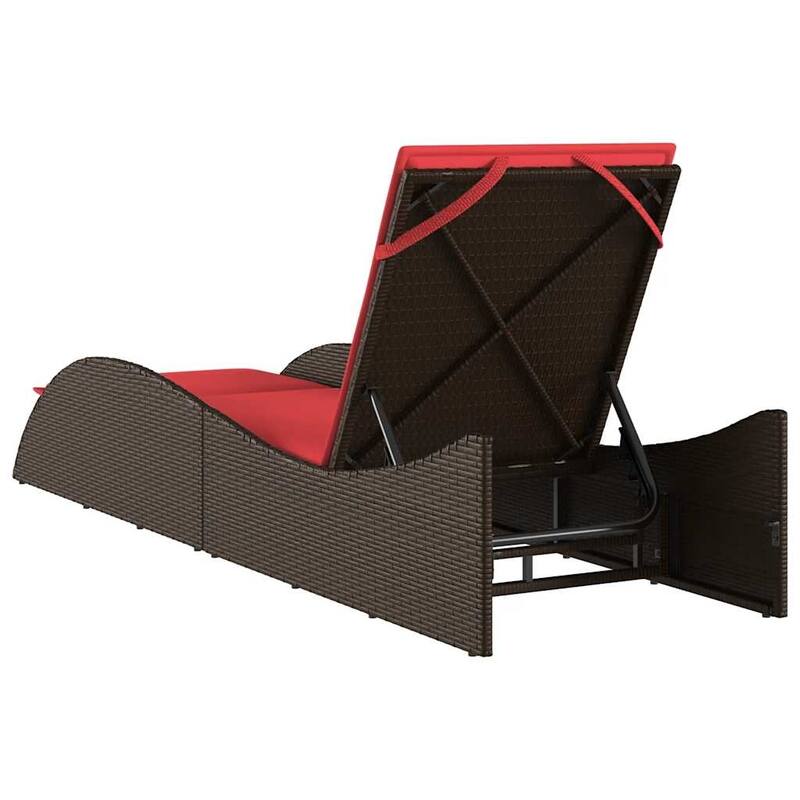 vidaXL Sun Lounger with Cushion Chaise Lounge Poly Rattan Brown/Gray/Black - 60 x 205 x 54/63/28.7