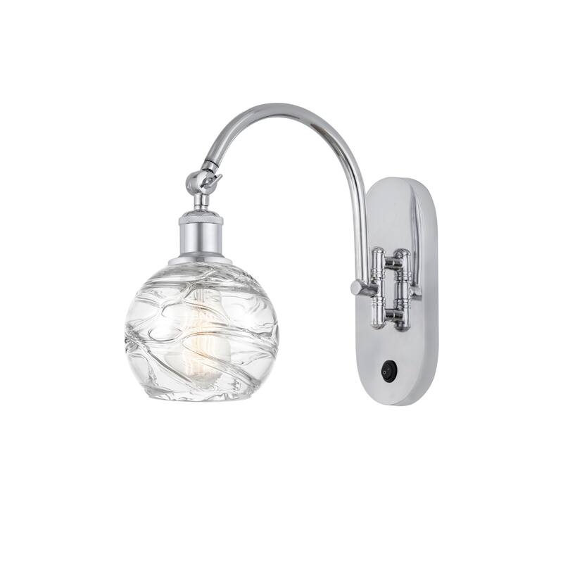 Innovations Lighting Ballston Athens Deco Swirl - 1 Light 6" Sconce - Arm Swivels Side To Side - Polished Chrome/Clear Deco Swirl