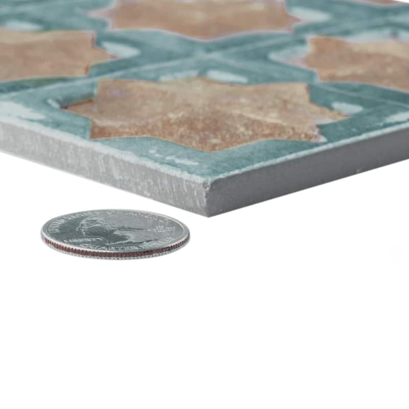 Merola Tile Tetuan Astre Terra Aqua 12-1/8" x 21-7/8" Porcelain Wall Tile