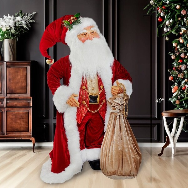 Kurt Adler 40-Inch Jacqueline Kent Traditional Santa With Bag - N